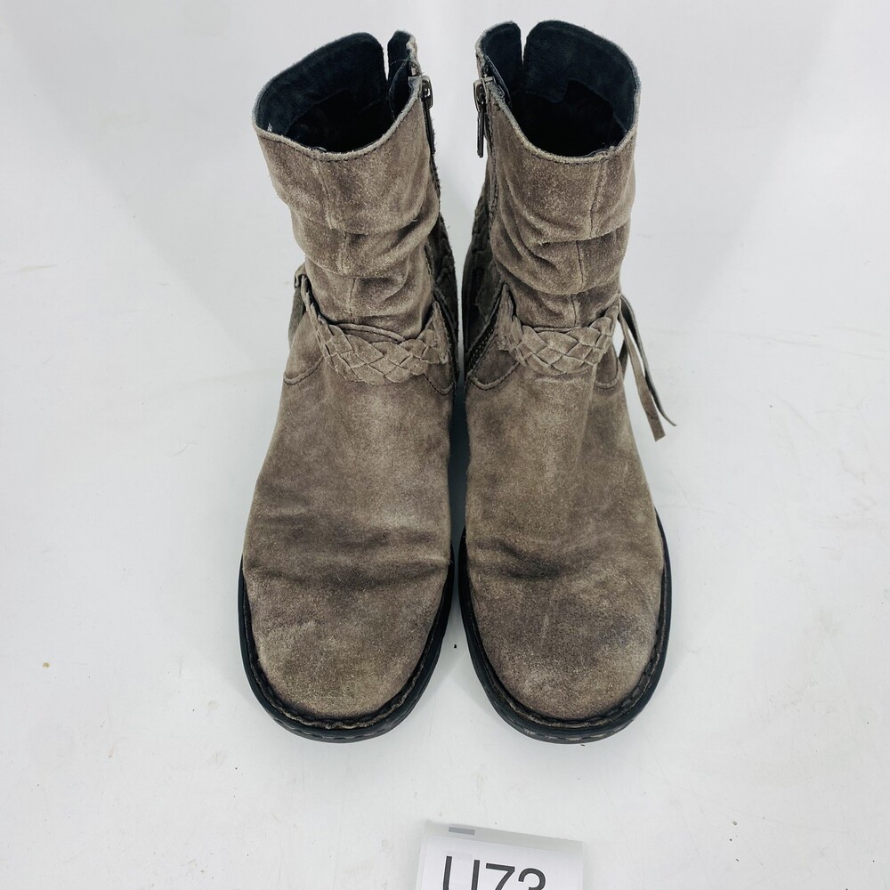 Born Ouvea Distressed Grey Suede Ankle Boots Braided Straps Size 7.5 Western - Picture 4 of 11